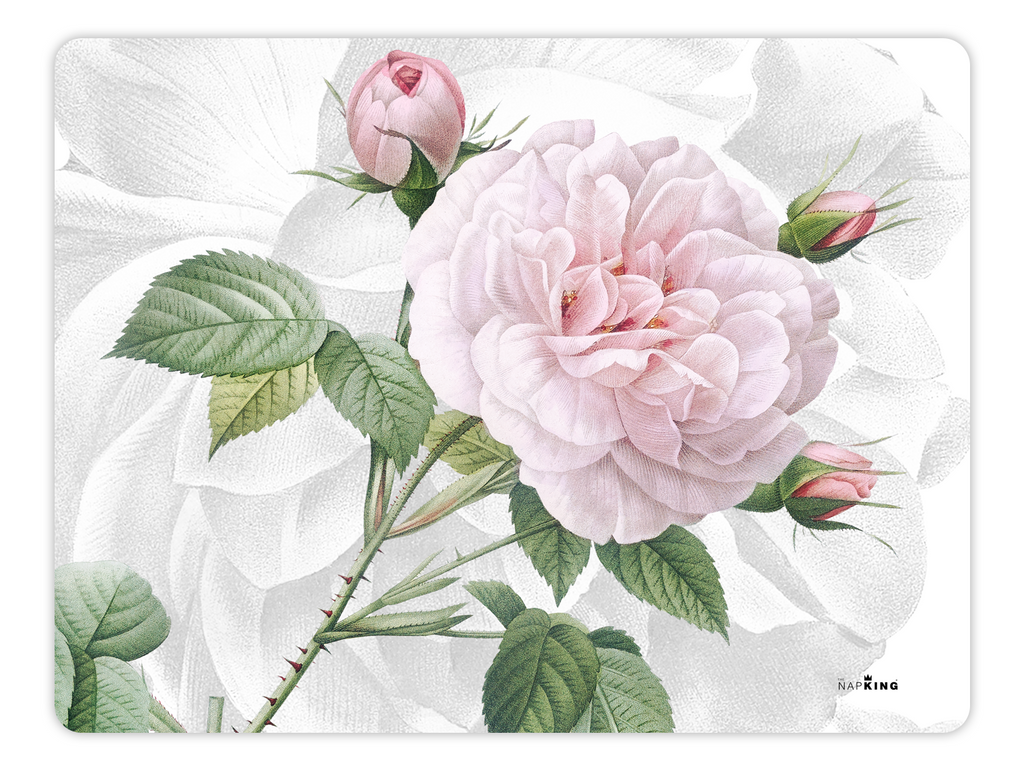 Set of 2 rectangular hardboard placemats «Roses», 100% Made in Italy
