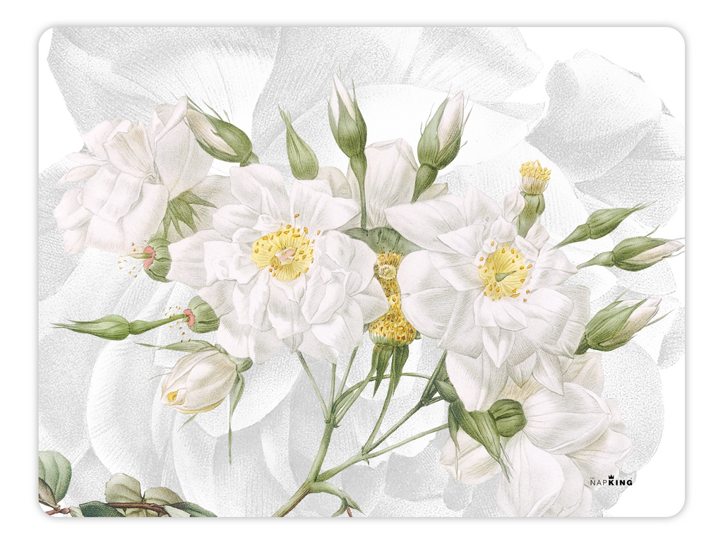 Set of 2 rectangular hardboard placemats «Roses», 100% Made in Italy