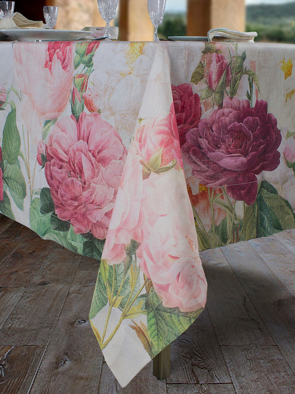 Linen Tablecloths «Roses»  100% Made in Italy - The Napking