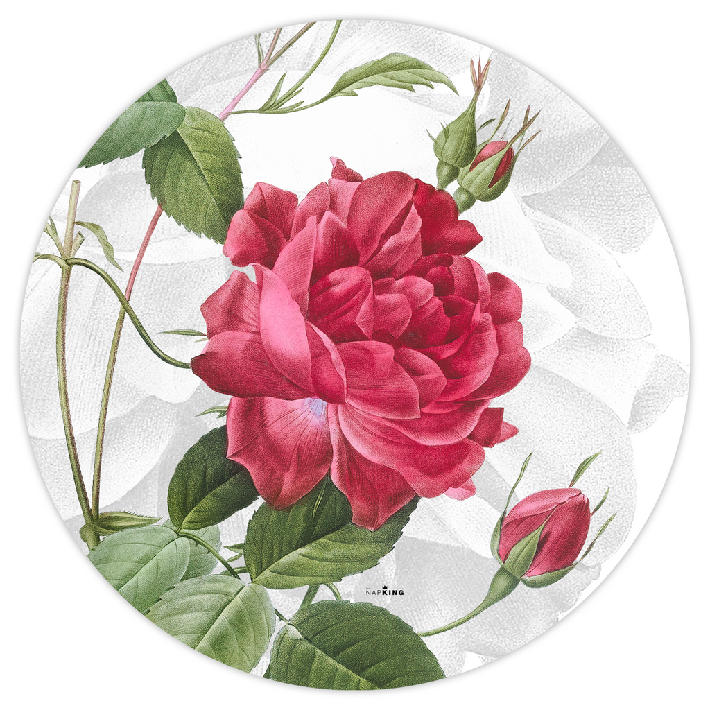 Set of 2 round hardboard placemats «Roses», 100% Made in Italy