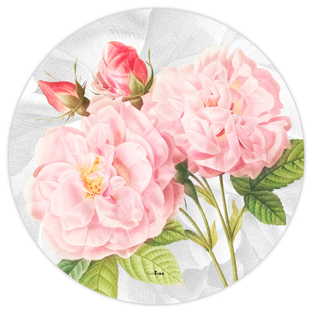 Set of 2 round hardboard placemats «Roses», 100% Made in Italy