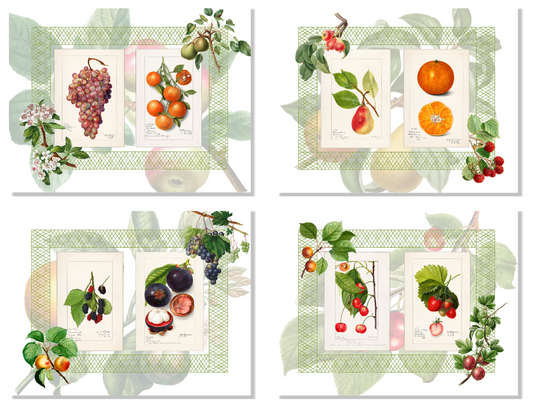 Set of 4 Placemats «Summer Fruit» Linen 100% Made in Italy