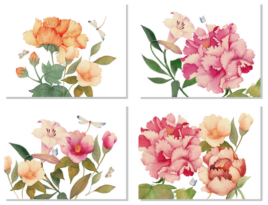 Set of 4 Placemats «Peony» Linen 100% Made in Italy