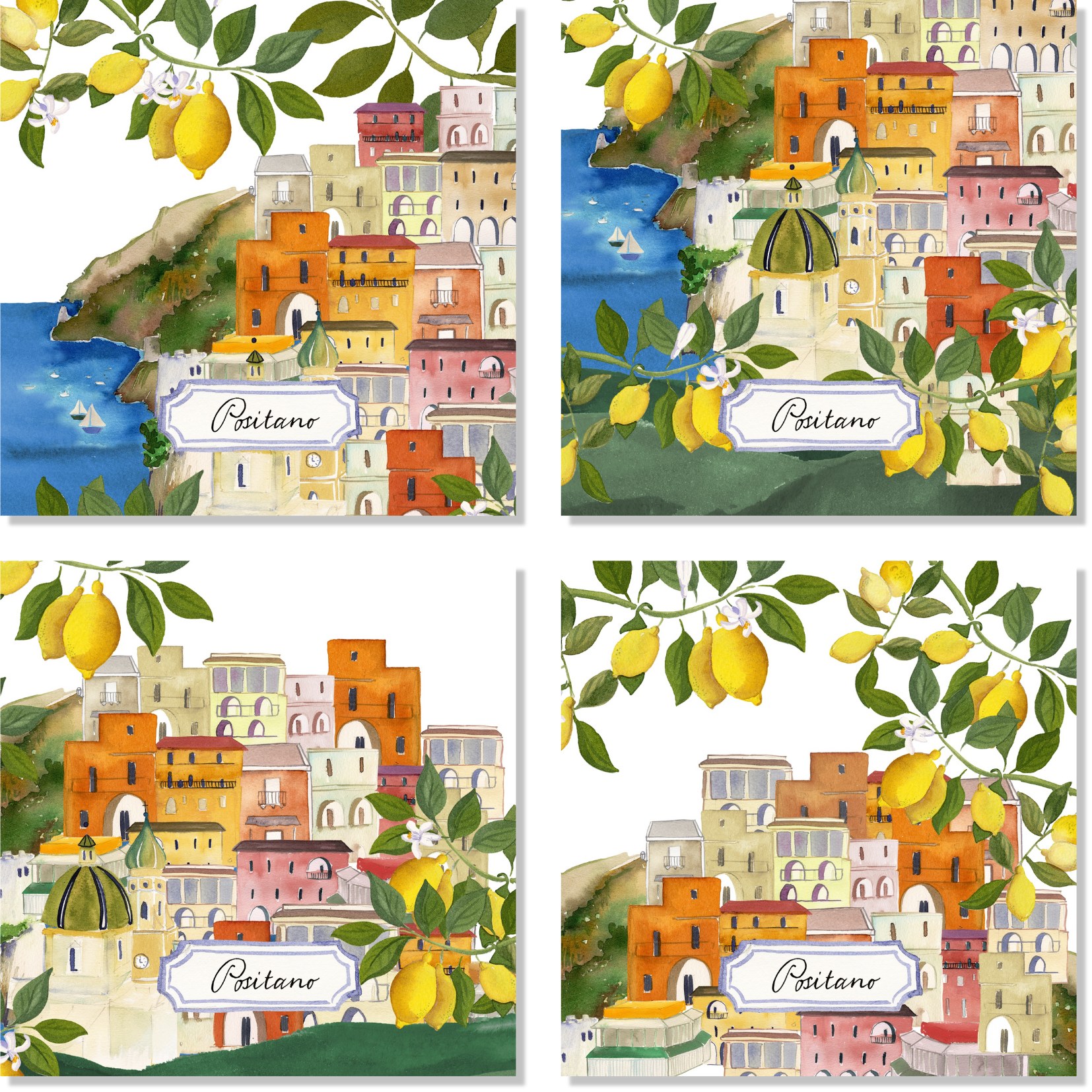 Set Of 4 Napkins «Positano» 100% Made in Italy - The Napking