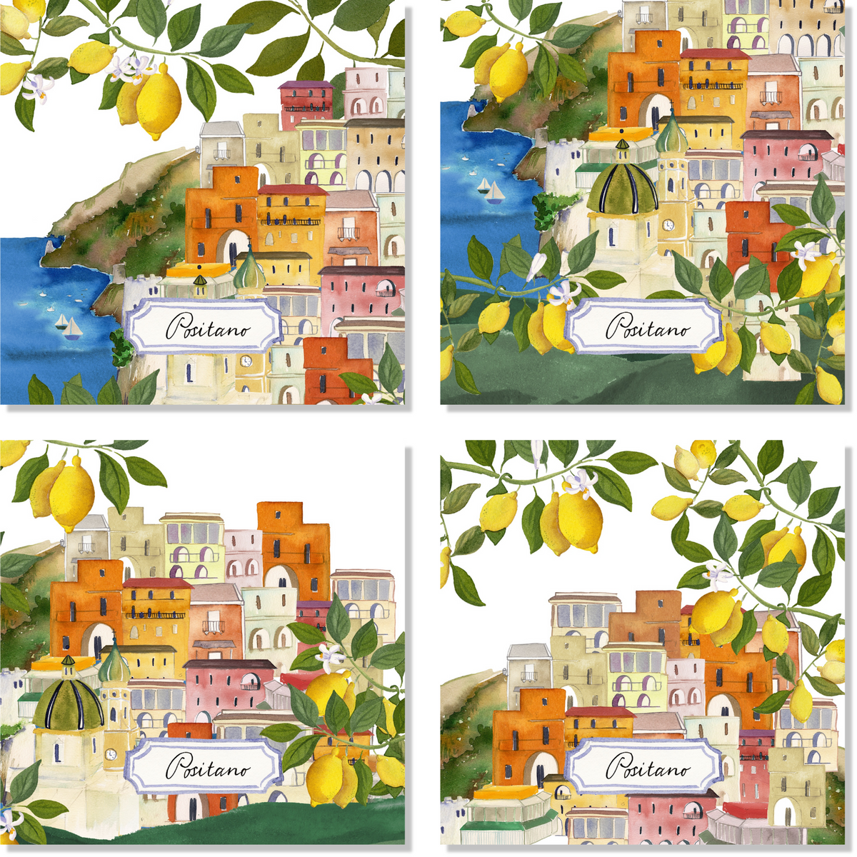 Set Of 4 Servilletas «Positano» 100% Made in Italy - The Napking