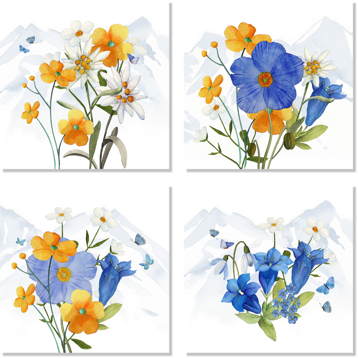Set de 4 serviettes «Alpi Flora» 100% Made in Italy | The Napking