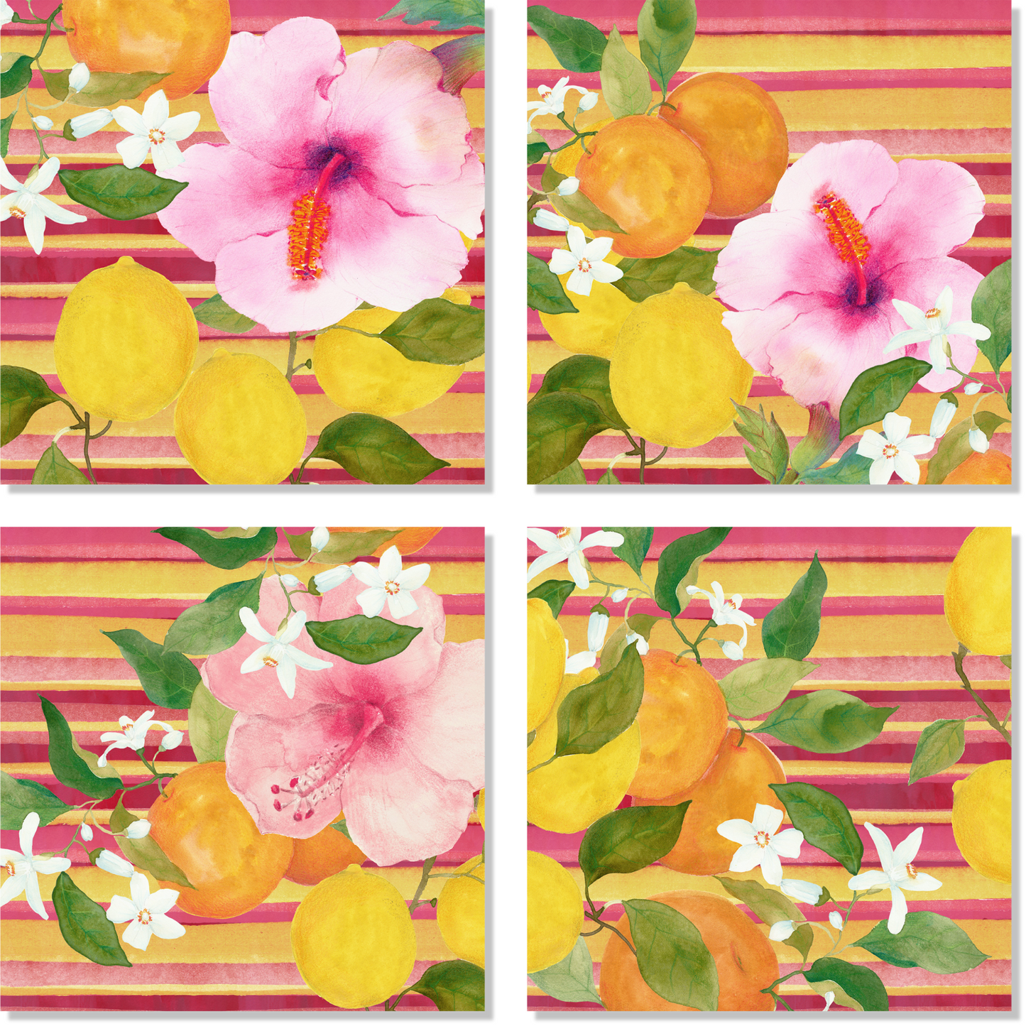 Set Of 4 Napkins Premium Linen «Ibiscus» 100% Made in Italy