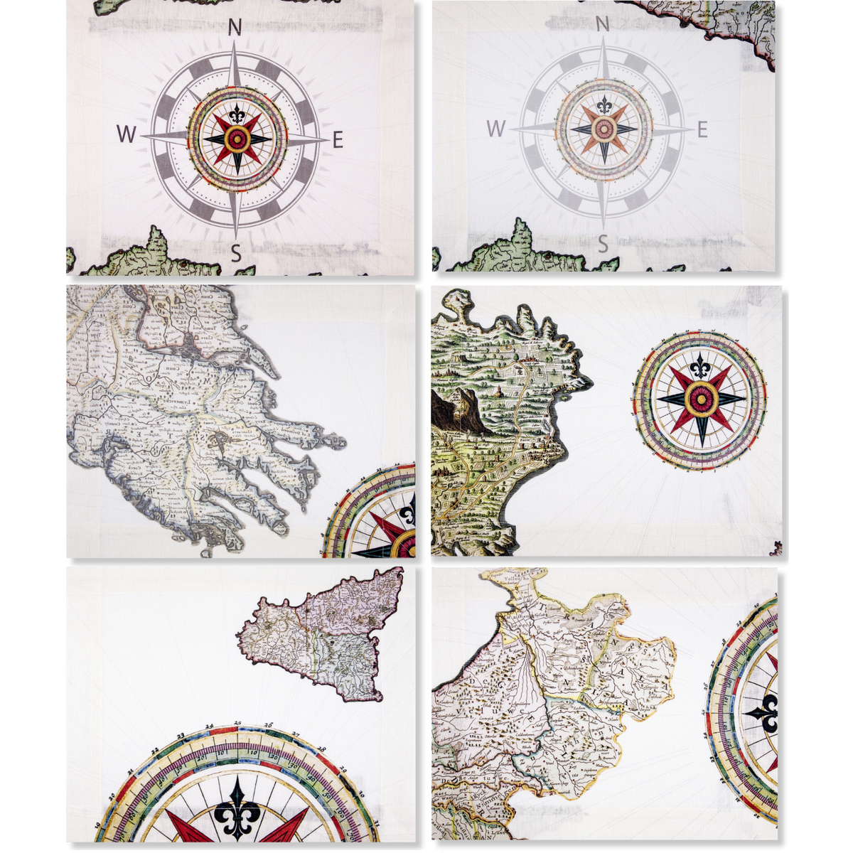 Set of 6 placemats Atlas + 6 Napkins 100% Made in Italy The Napking