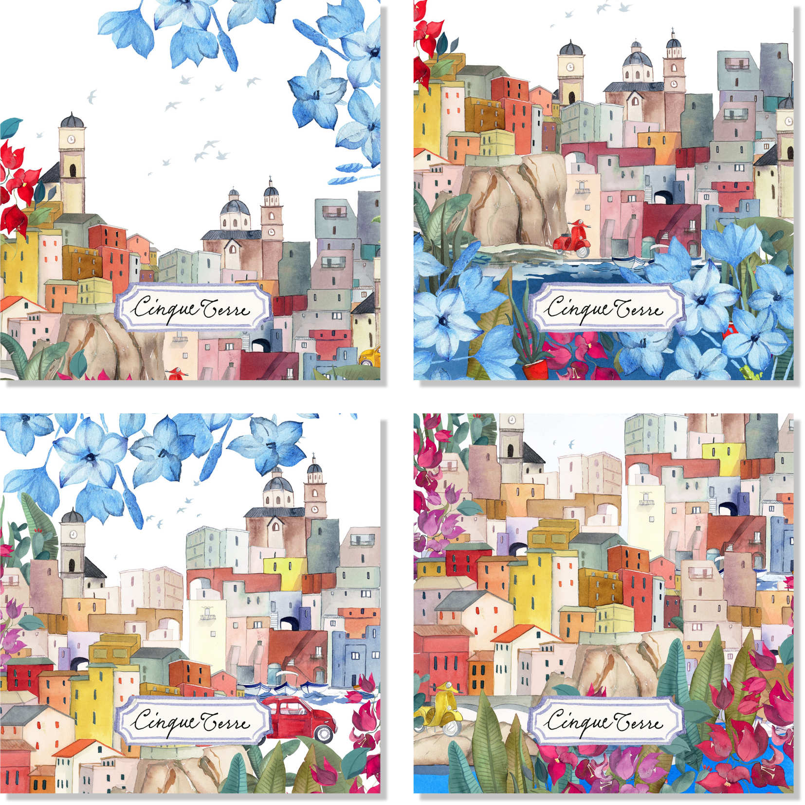 Set Of 4 Napkins «Cinque Terre» 100% Made in Italy - The Napking