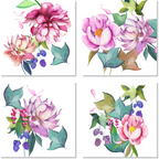 Set de 4 serviettes en satin de coton «Peonia» 100% Made in Italy The Napking