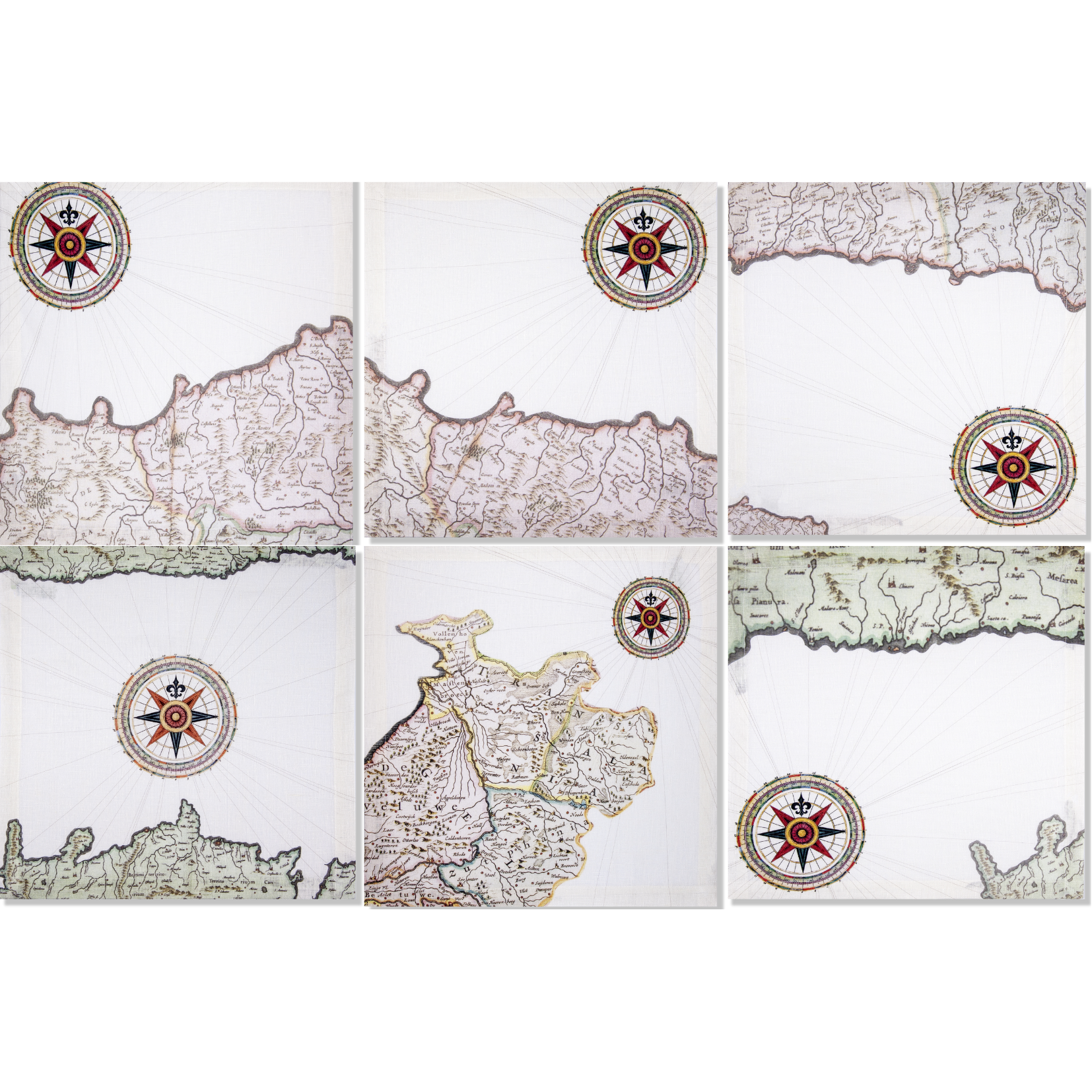 Set of 6 placemats Atlas + 6 Napkins 100% Made in Italy The Napking