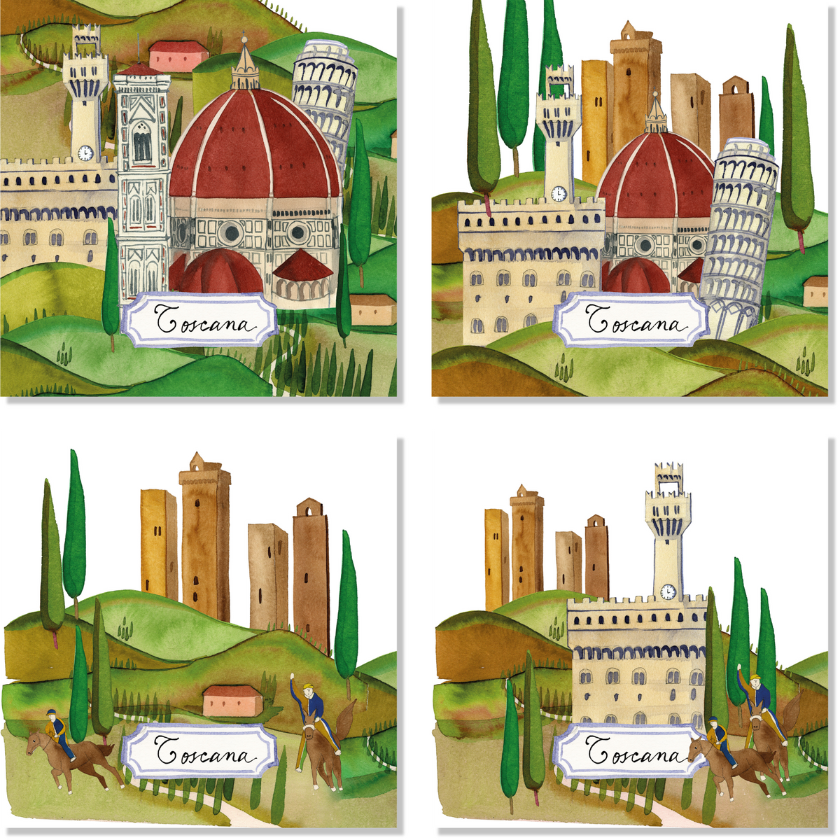 Set Of 4 Servilletas «Toscana» 100% Made in Italy - The Napking