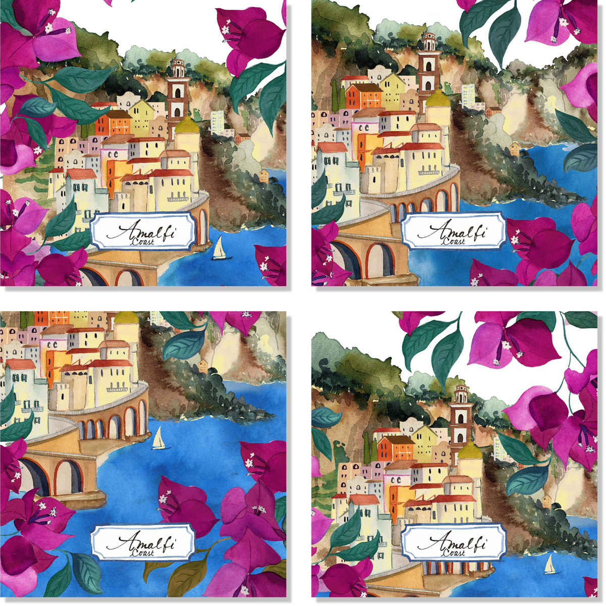 Set Of 4 Servilletas «Amalfi24» 100% Made in Italy The Napking