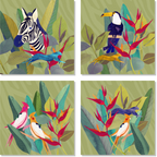 Set of 4 Napkins Satin «Jungle» 100% Made in Italy The Napking