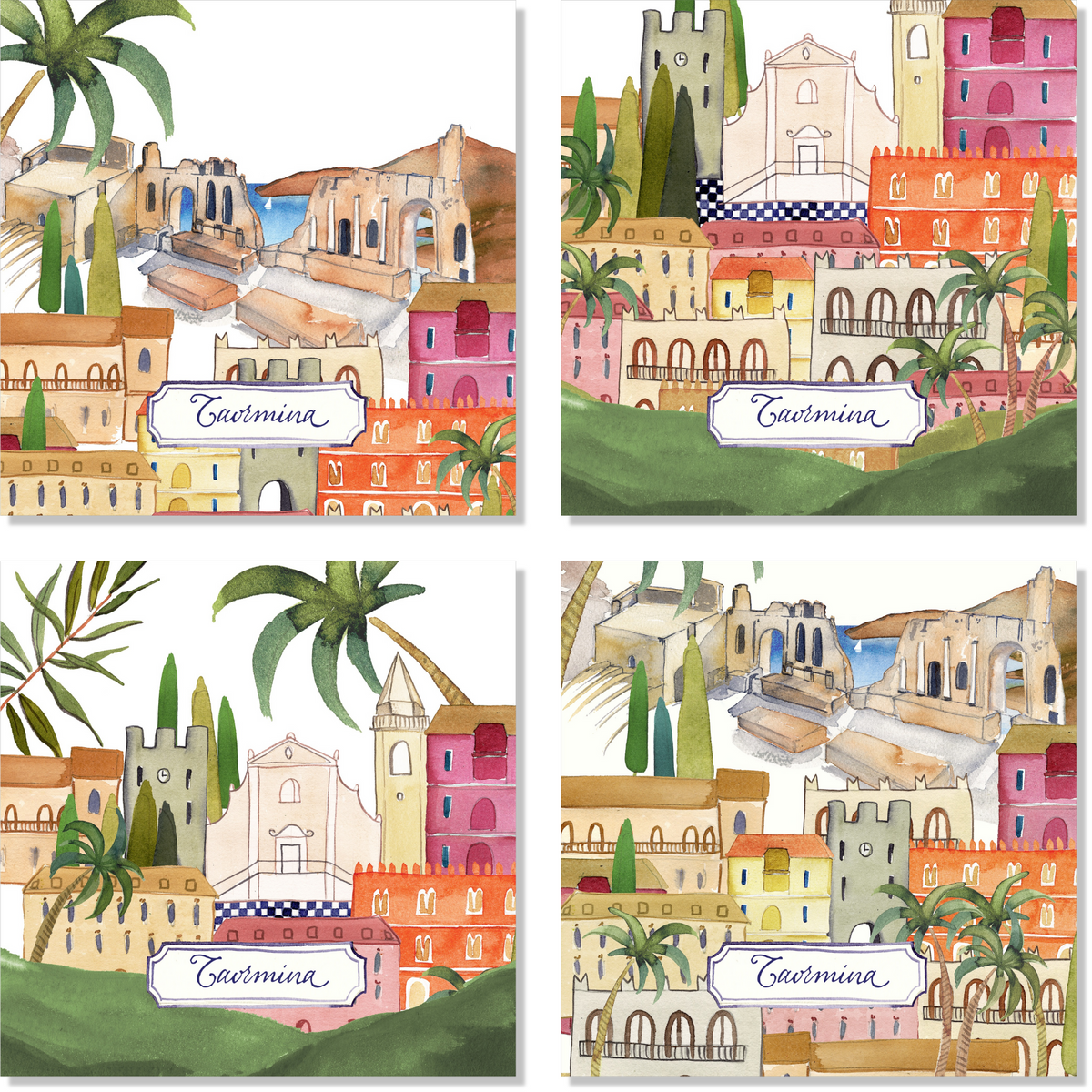 Set Of 4 Servilletas «Taormina» 100% Made in Italy The Napking