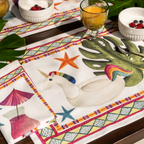 Set of 4 Placemats «Summer Party» Cotton Satin 100% Made in Italy The Napking