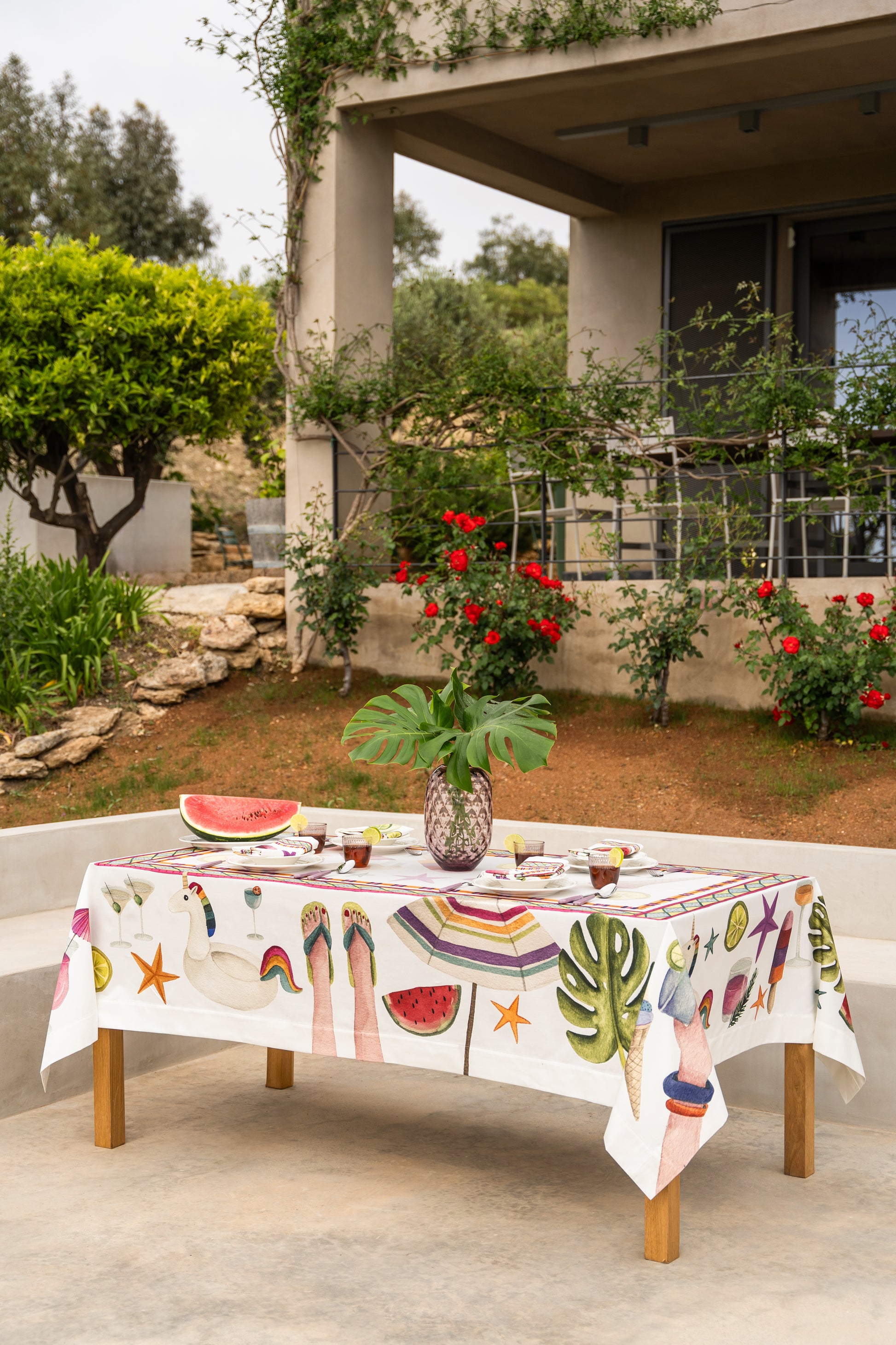 Satin Tablecloth Summer Party 100% Made in Italy