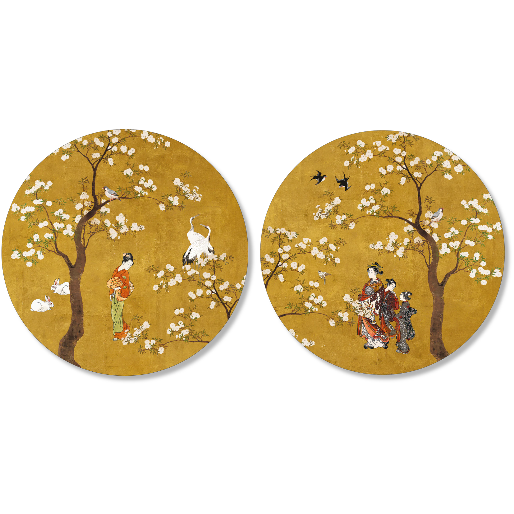 Ukiyo Set of 2 Round Hardboard and Cork Placemats, The Napking home textile