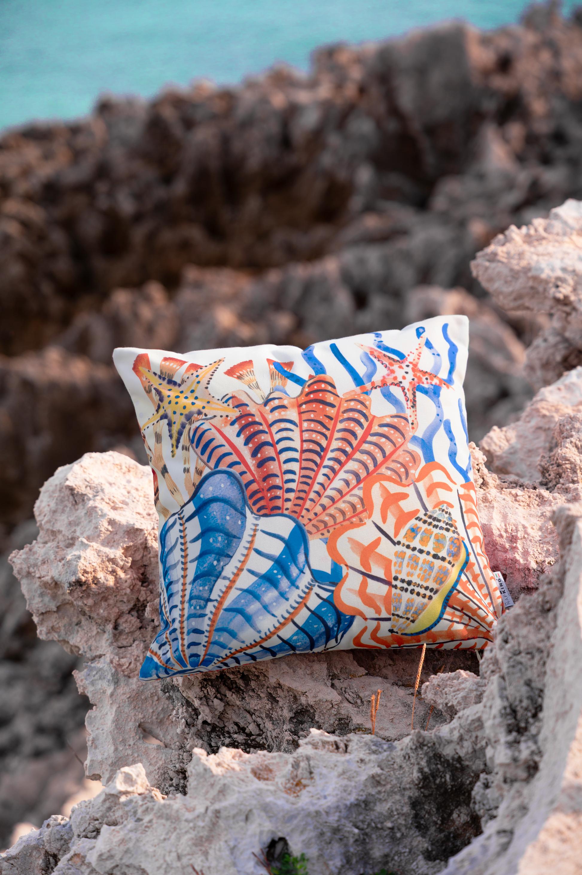 Canvas Cushion Shell Bay, 100% Made in Italy