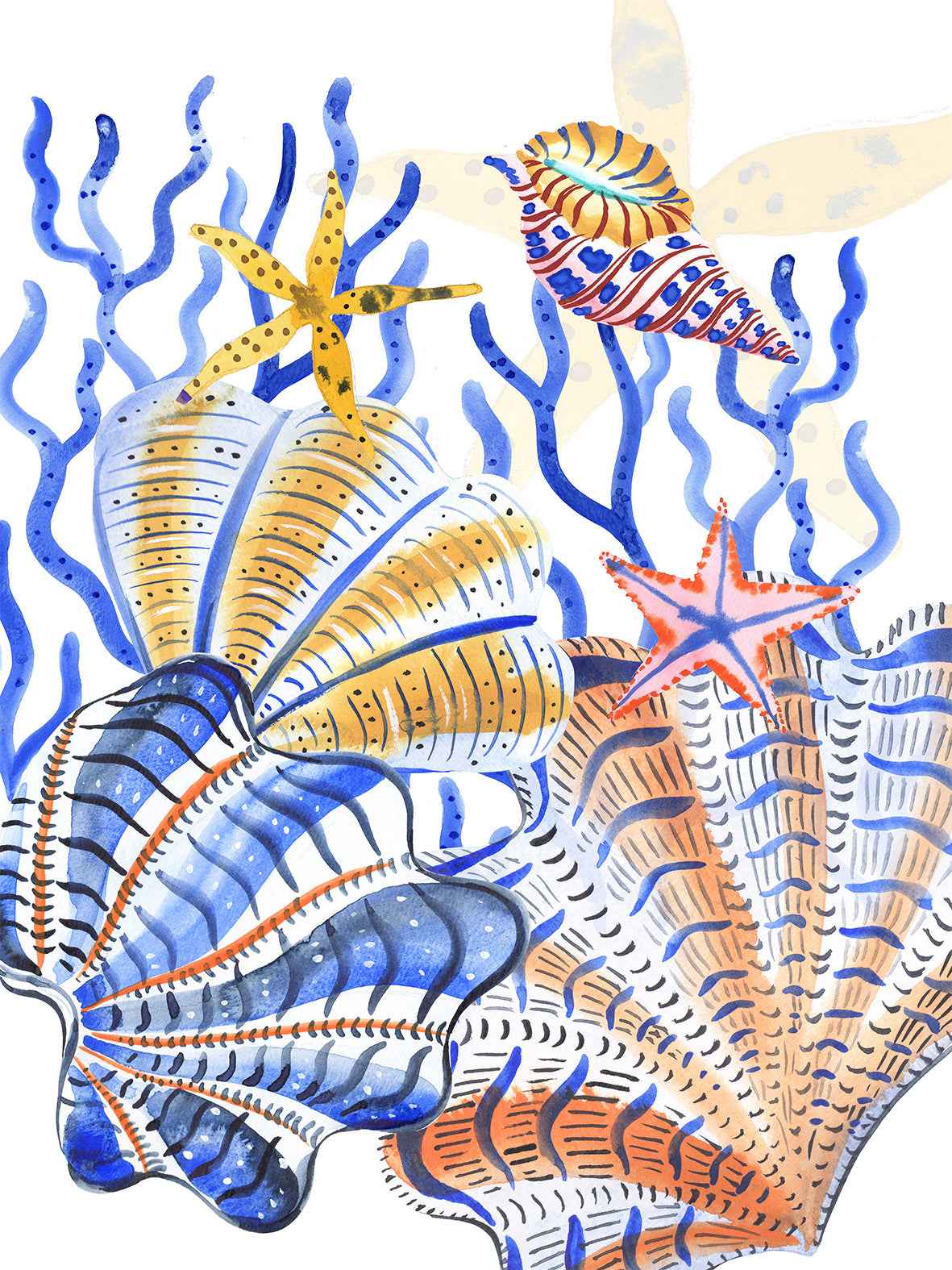 Kitchen Towels Shell Bay, 100% Made in Italy