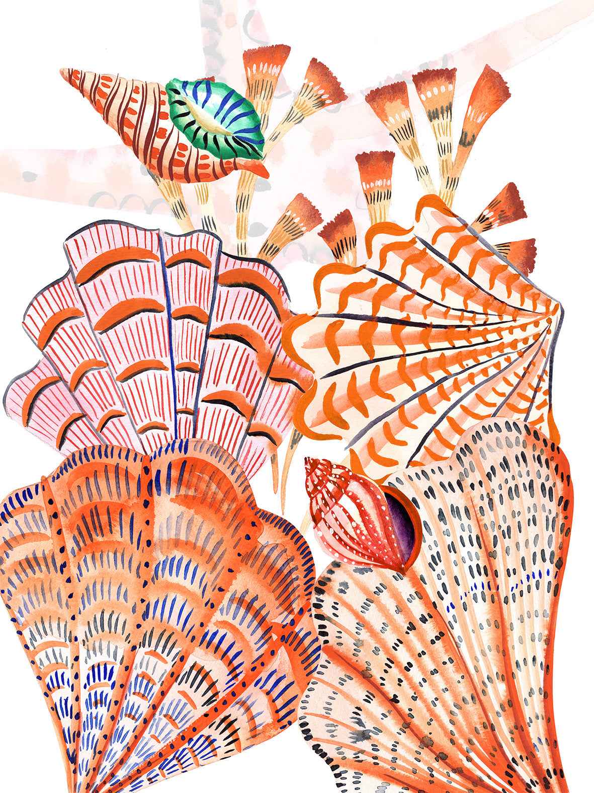 Kitchen Towels Shell Bay, 100% Made in Italy