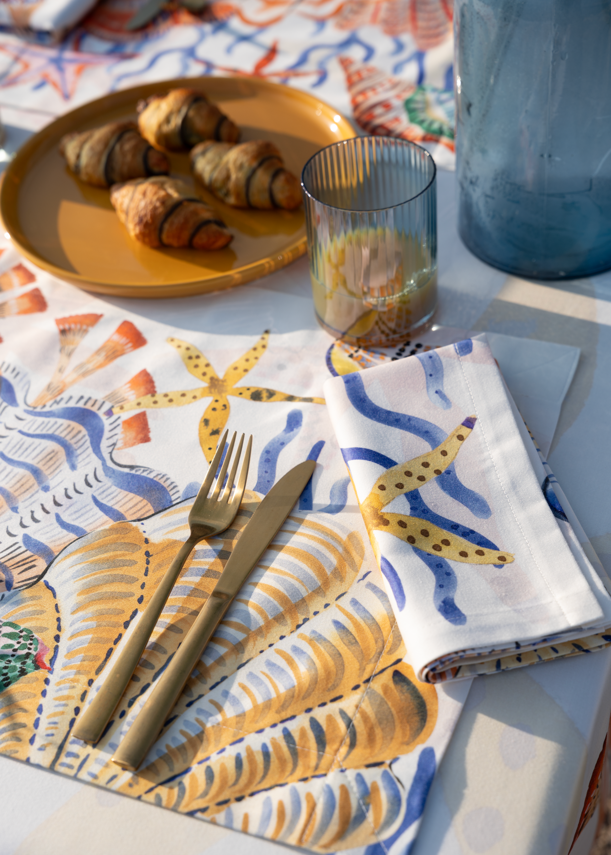 Set of 4 Placemats Shell Bay Cotton Satin 100% Made in Italy