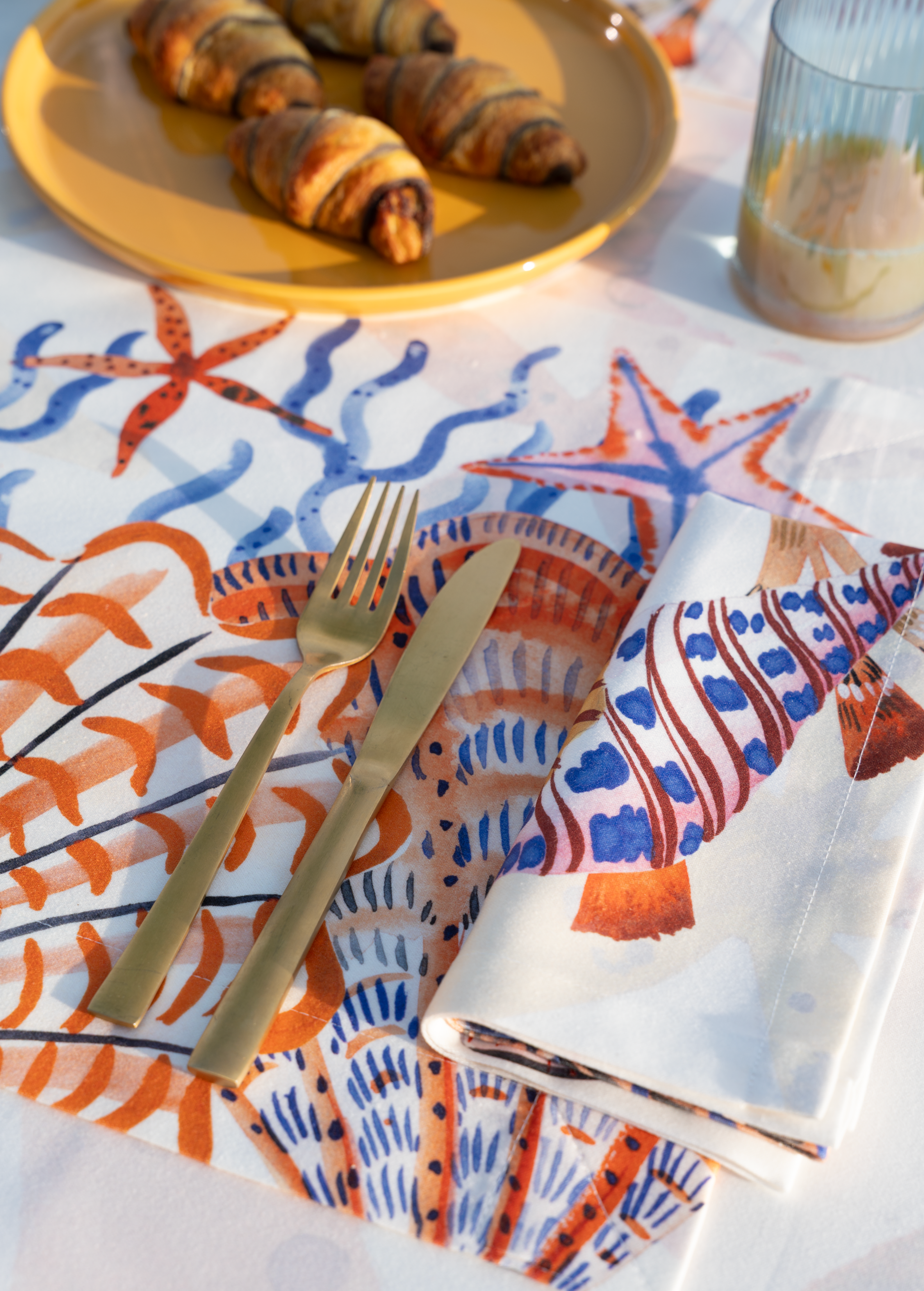 Set of 4 Placemats Shell Bay Cotton Satin 100% Made in Italy