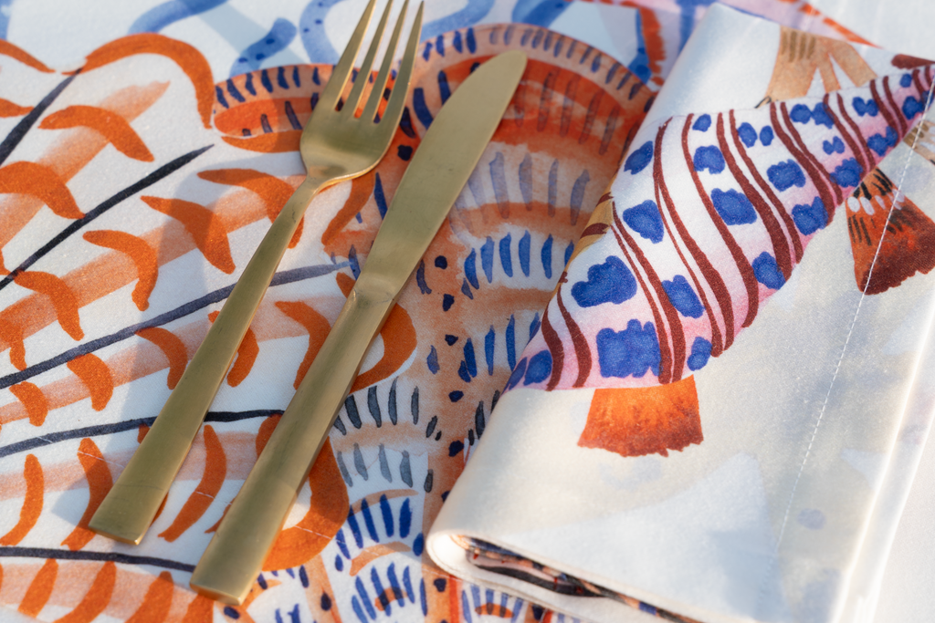 Set of 4 Napkins Satin Shell Bay 100% Made in Italy