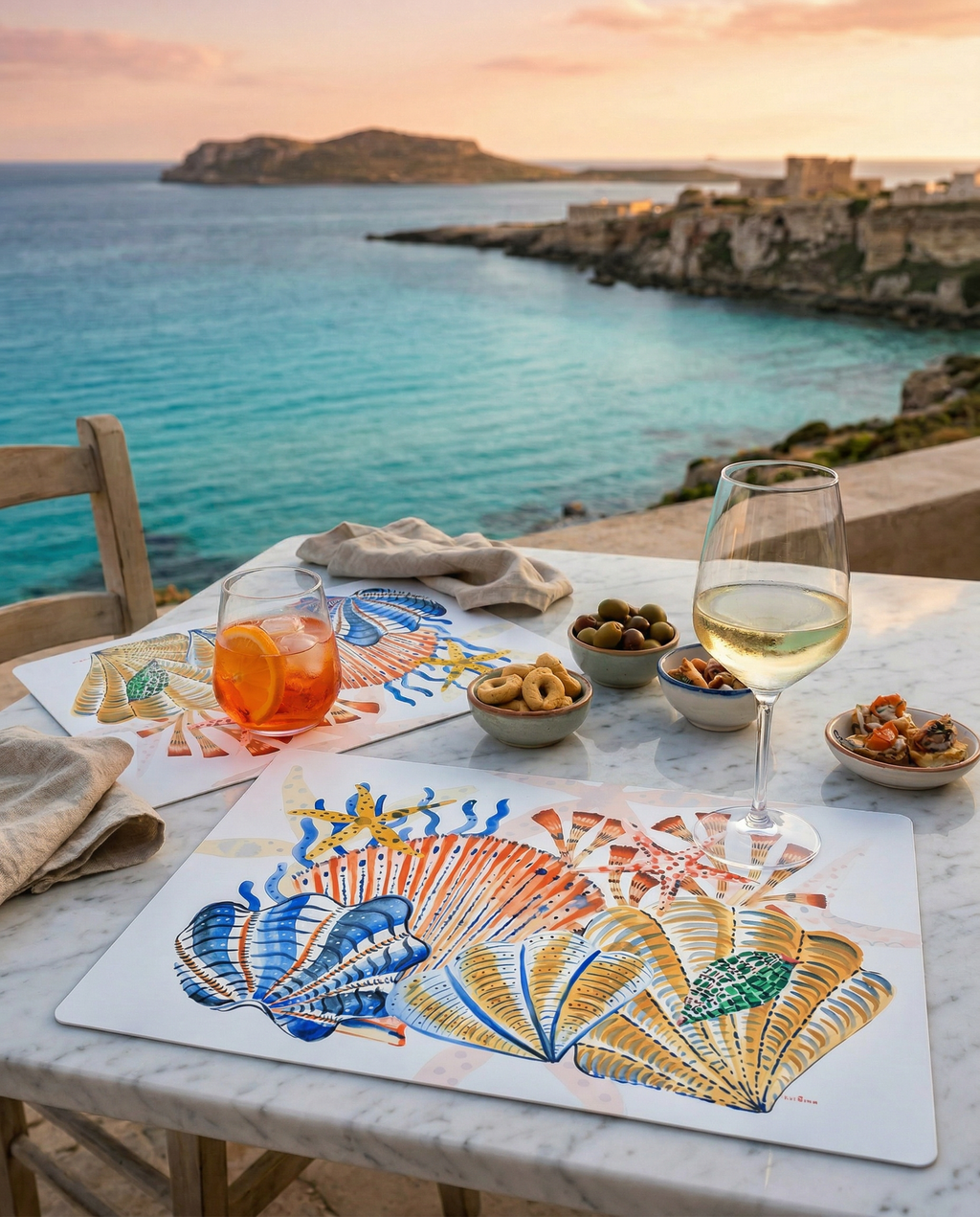 Set of 2 Shell Bay Stone Mat PVC placemats