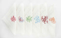 Shells Set aus 6 handbestickt Servietten 100% Leinen