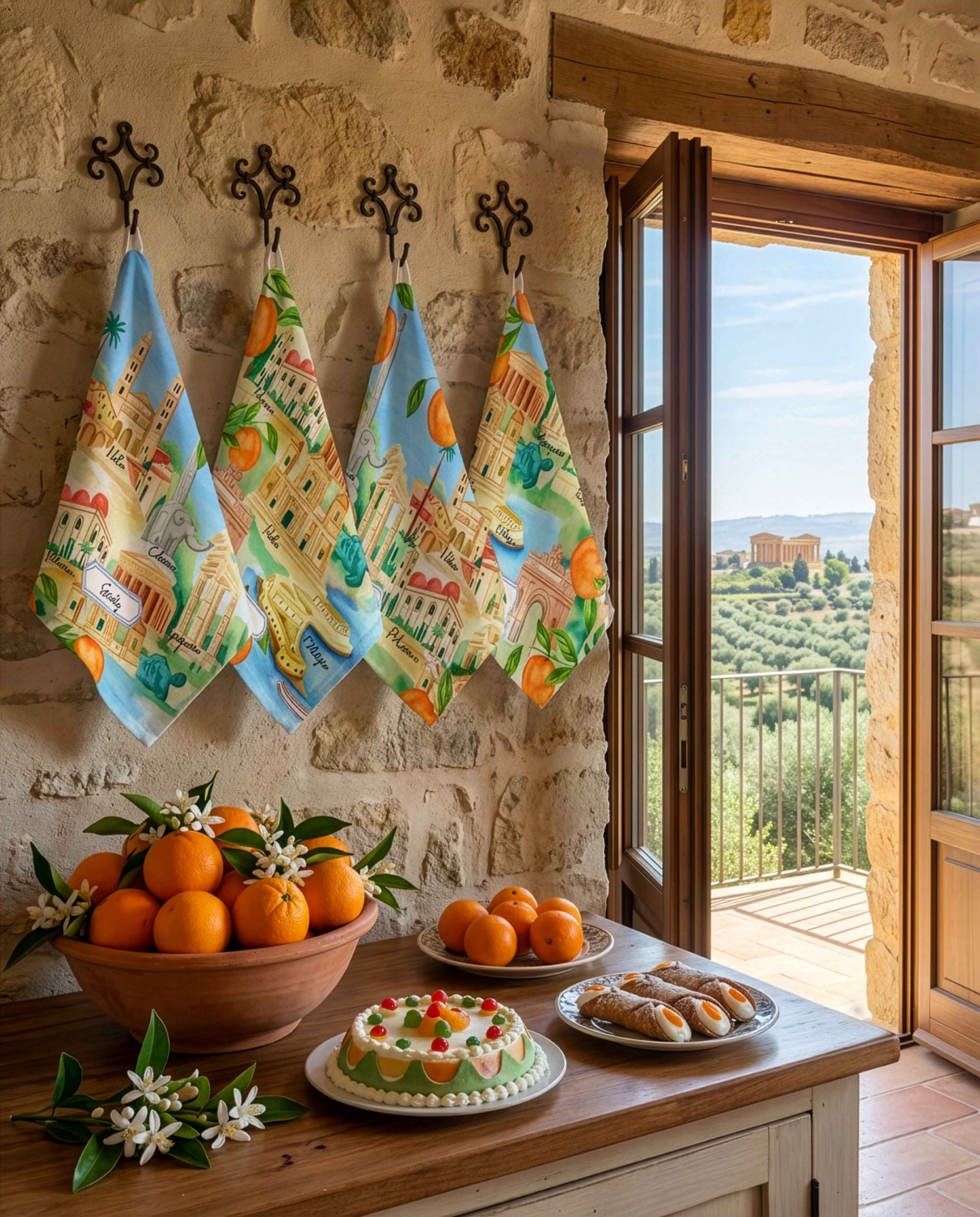 Set Of 4 Napkins Sicily 100% Made in Italy