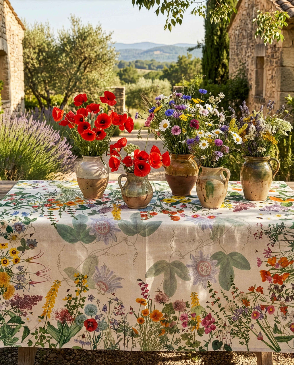 Pure Linen Tablecloth Spring 100% Made in Italy