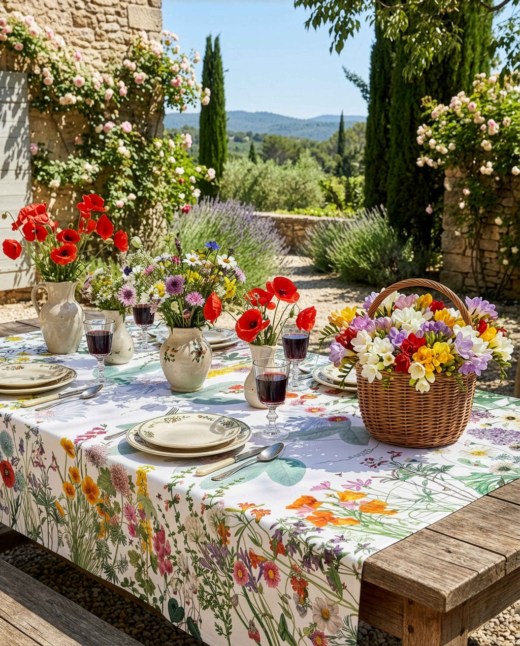 Pure Linen Tablecloth Spring 100% Made in Italy