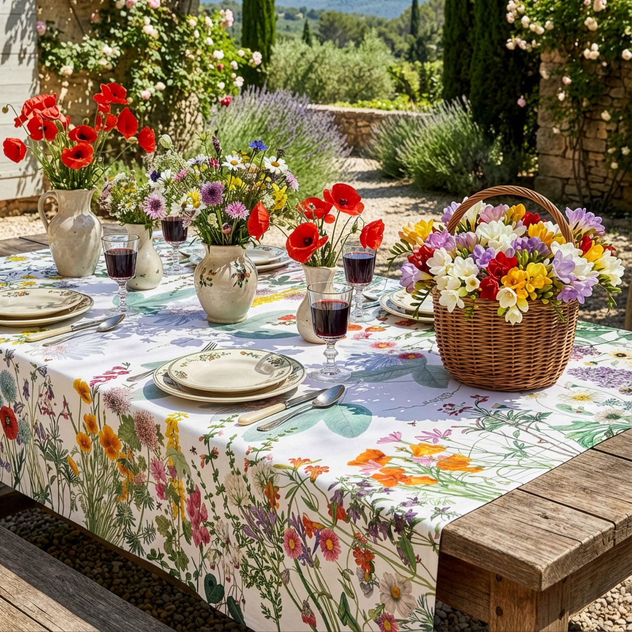 Pure Linen Tablecloth Spring 100% Made in Italy