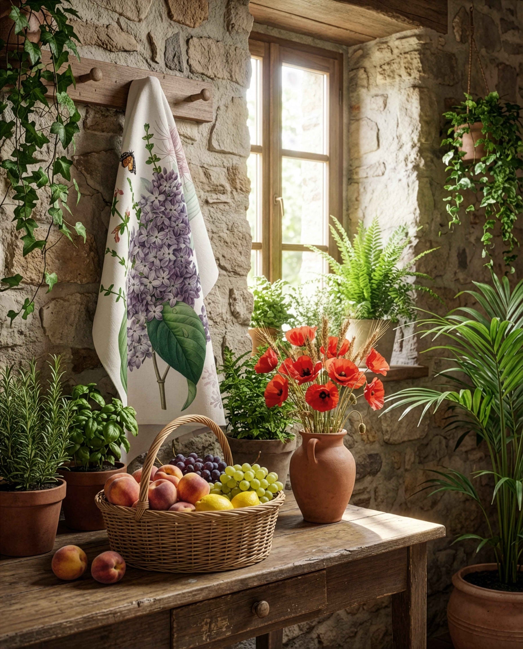 Kitchen Towels Spring, 100% Made in Italy