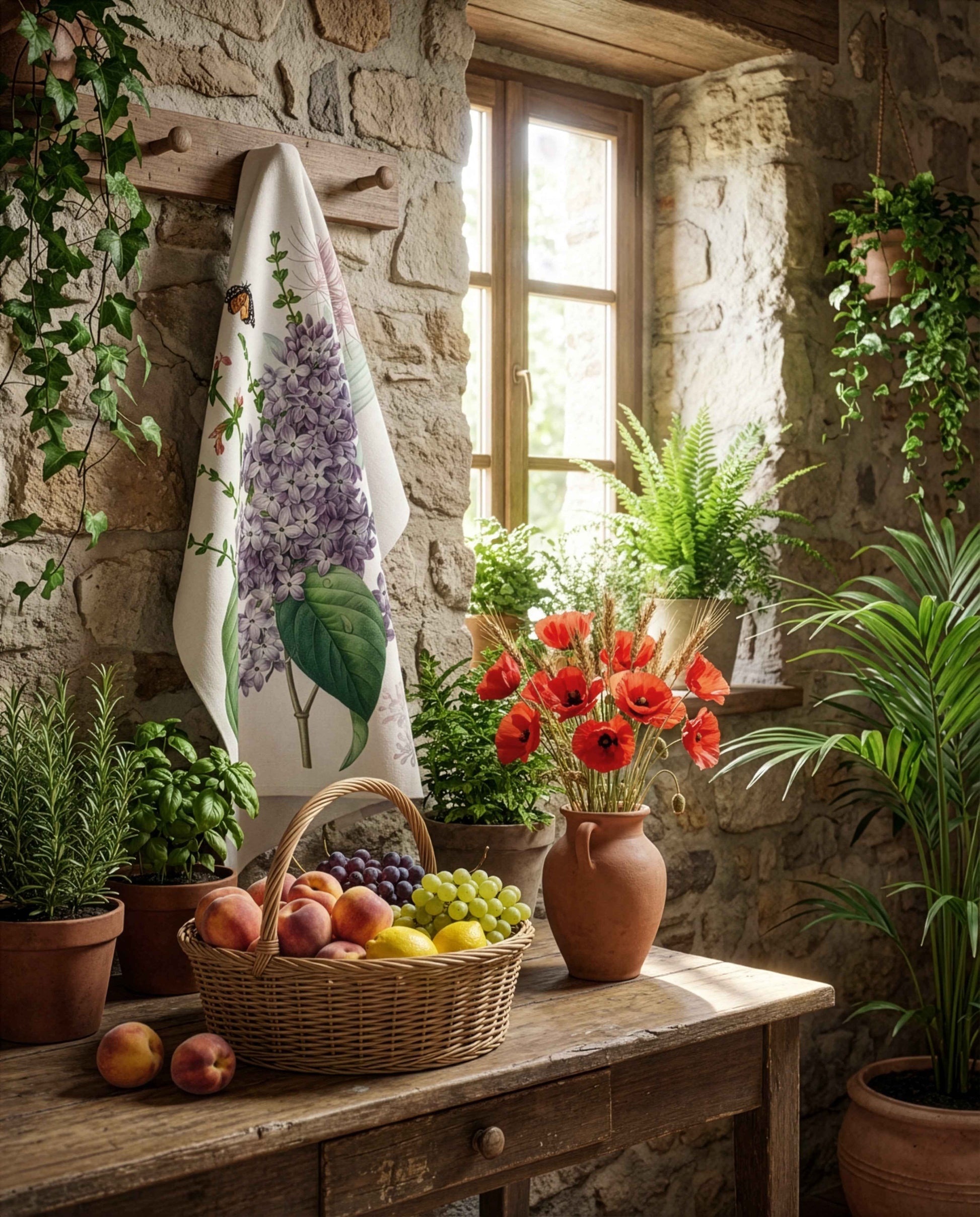 Kitchen Towels Spring, 100% Made in Italy