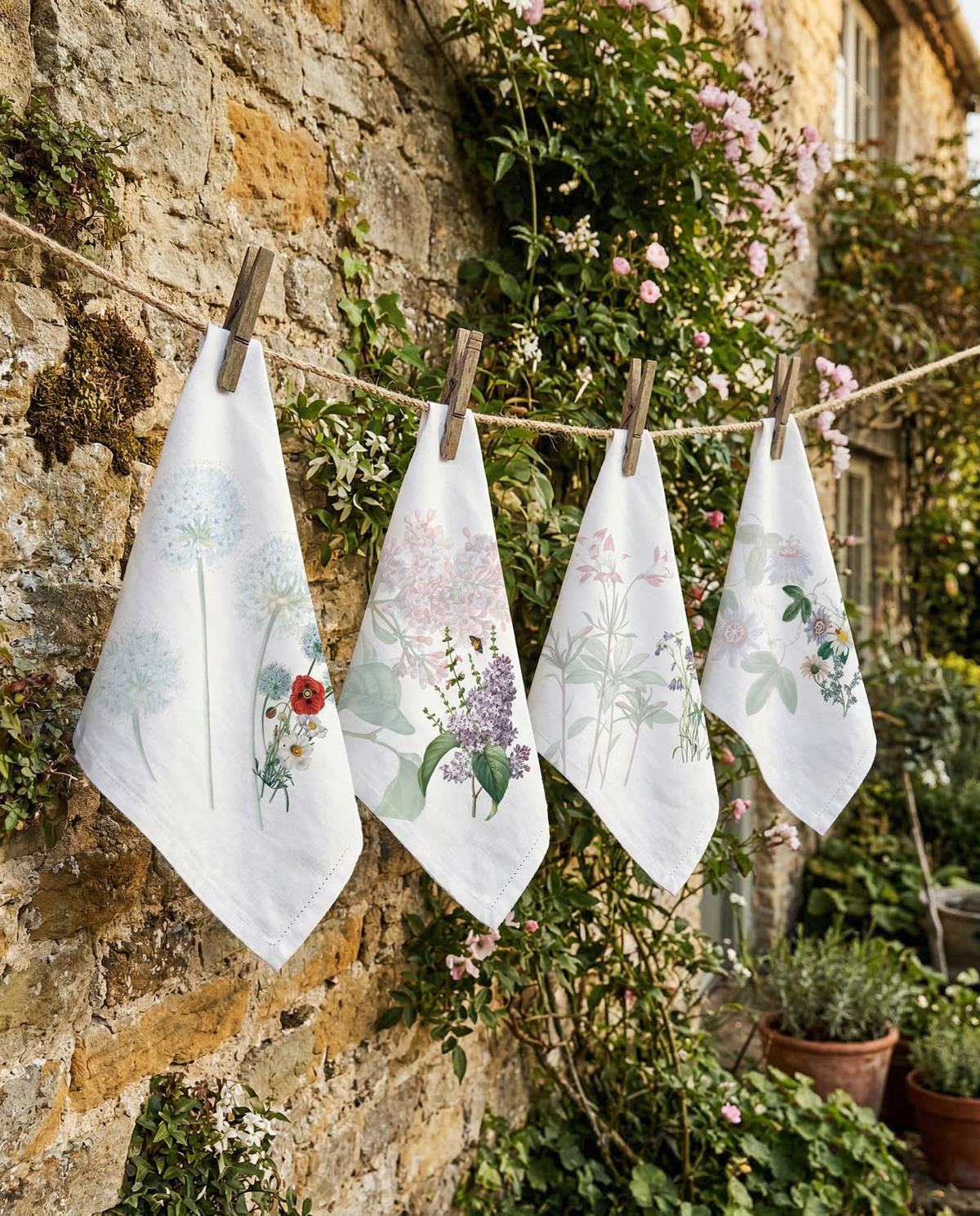Lot de 4 serviettes Spring 100% Made in Italy
