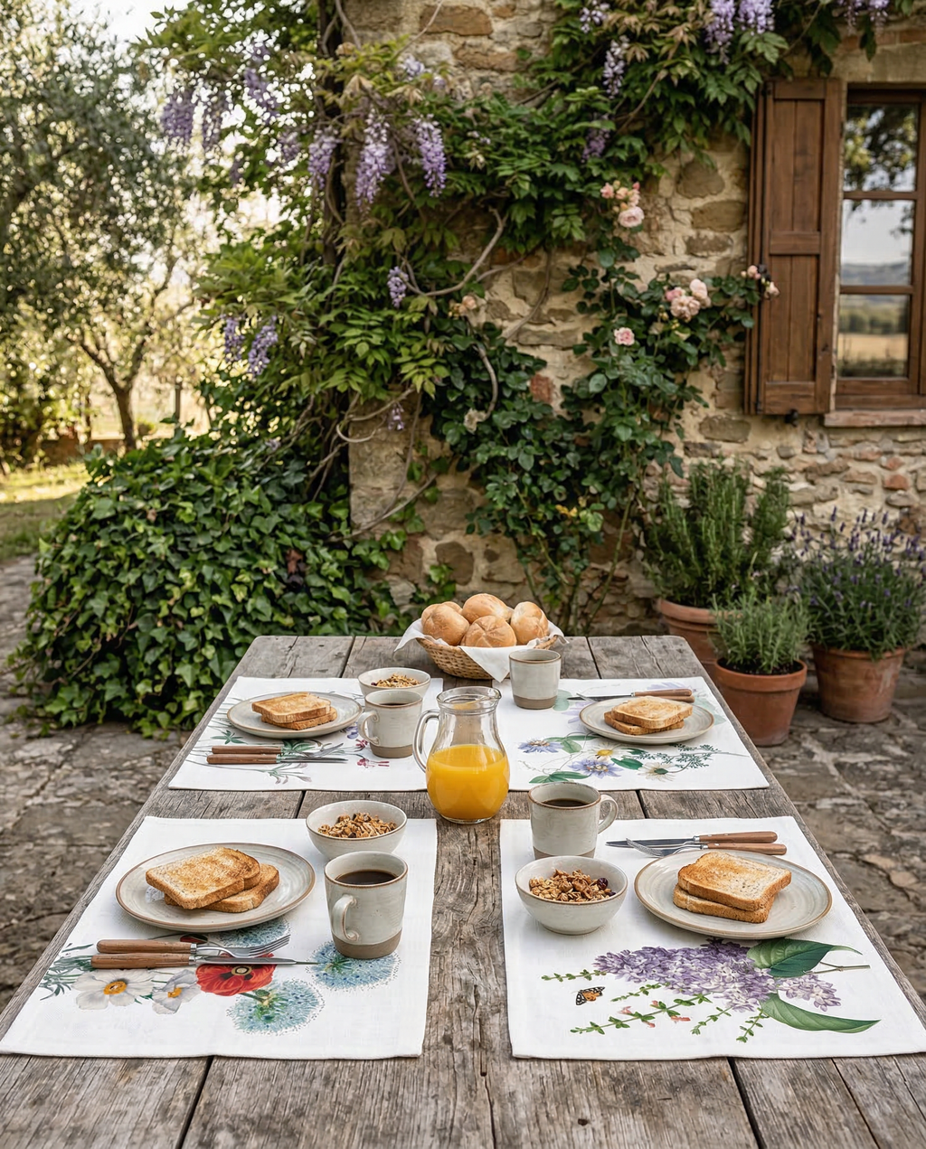 Set of 4 Placemats Spring Linen 100% Made in Italy