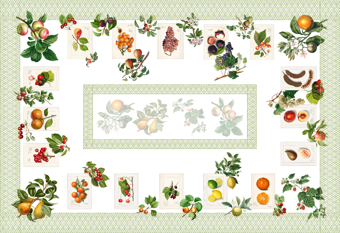 Linen Tablecloth «Summer Fruit», 100% Made in Italy