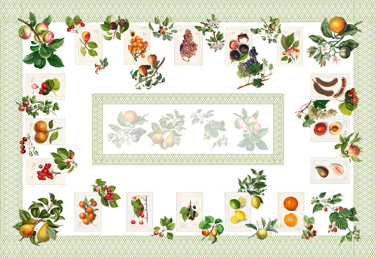 Linen Mantel «Summer Fruit», 100% Made in Italy - The Napking