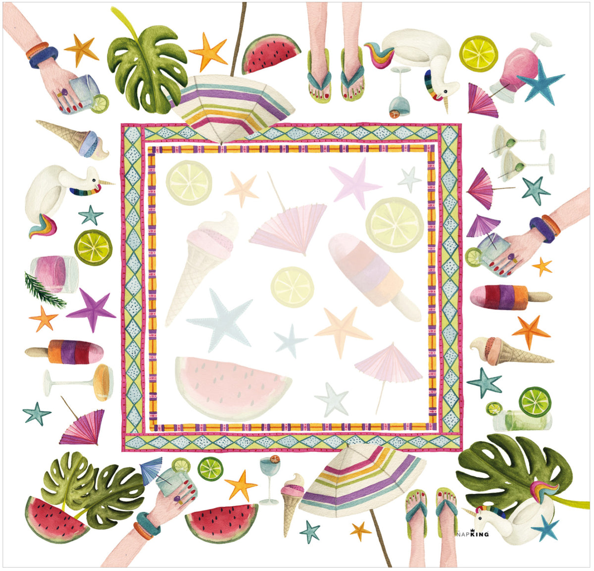 Satin Tablecloth Summer Party 100% Made in Italy