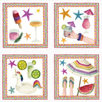Set van 4 servetten satijn zomerfeest