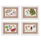 Set of 4 Placemats «Summer Party» Cotton Satin 100% Made in Italy The Napking