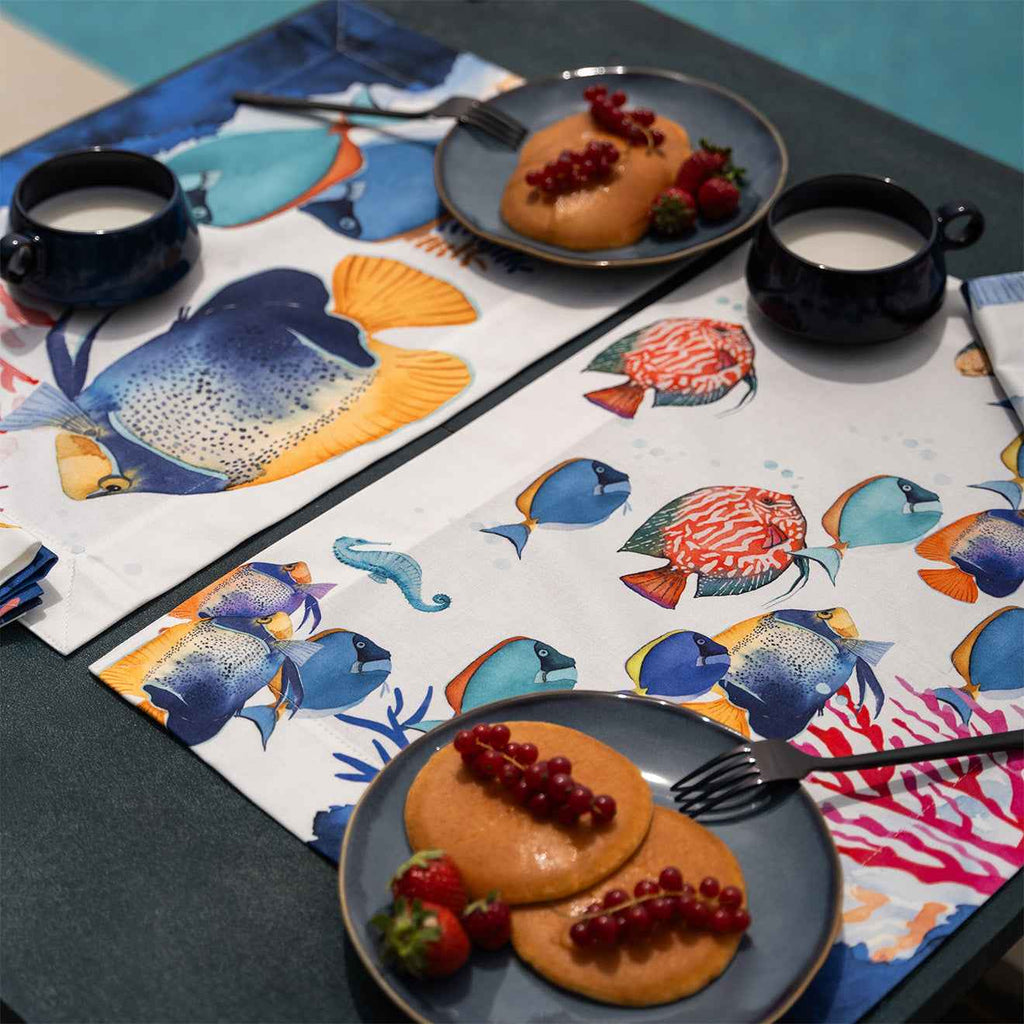 Set of 4 Placemats «The Reef» Cotton Satin 100% Made in Italy