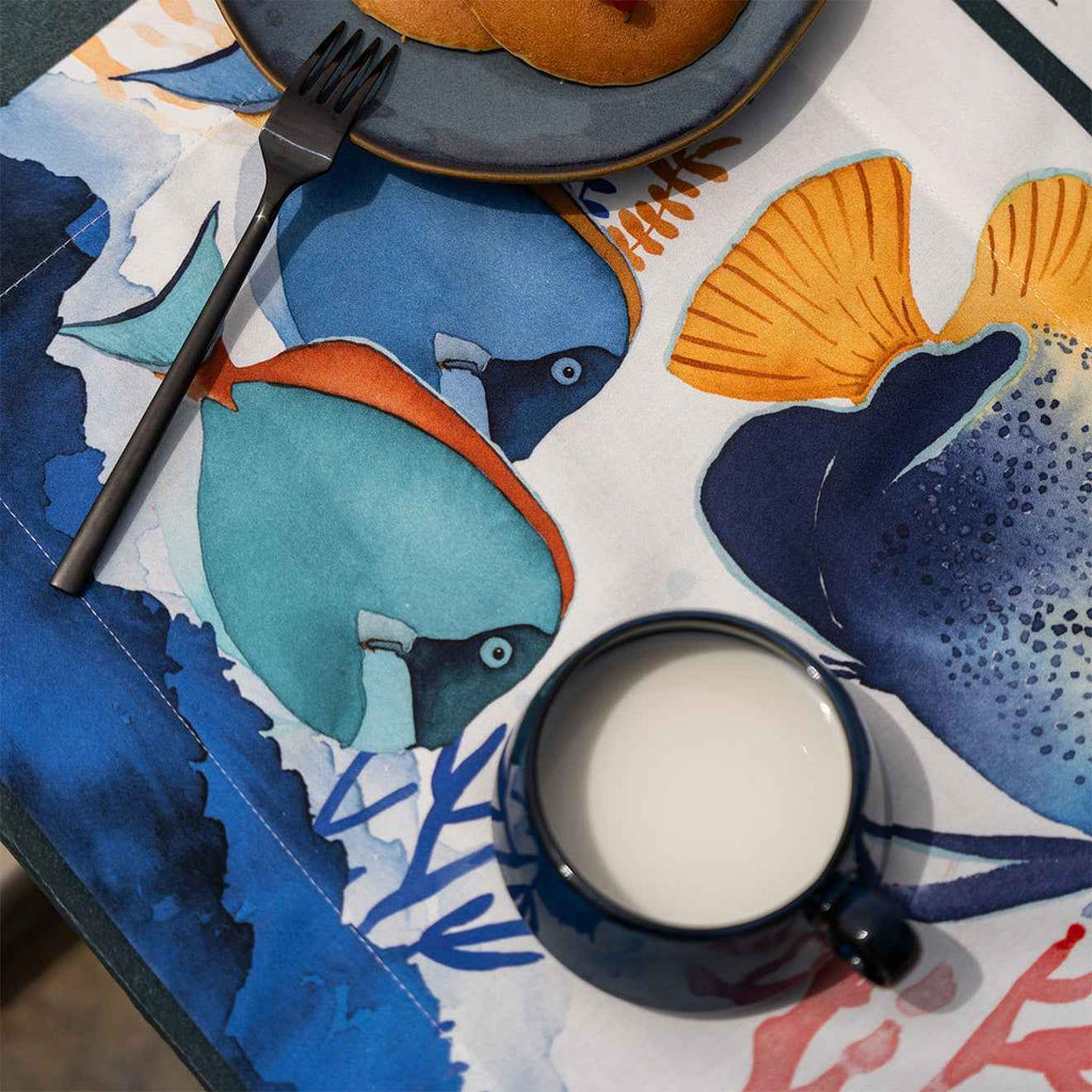 Set of 4 Placemats «The Reef» Cotton Satin 100% Made in Italy