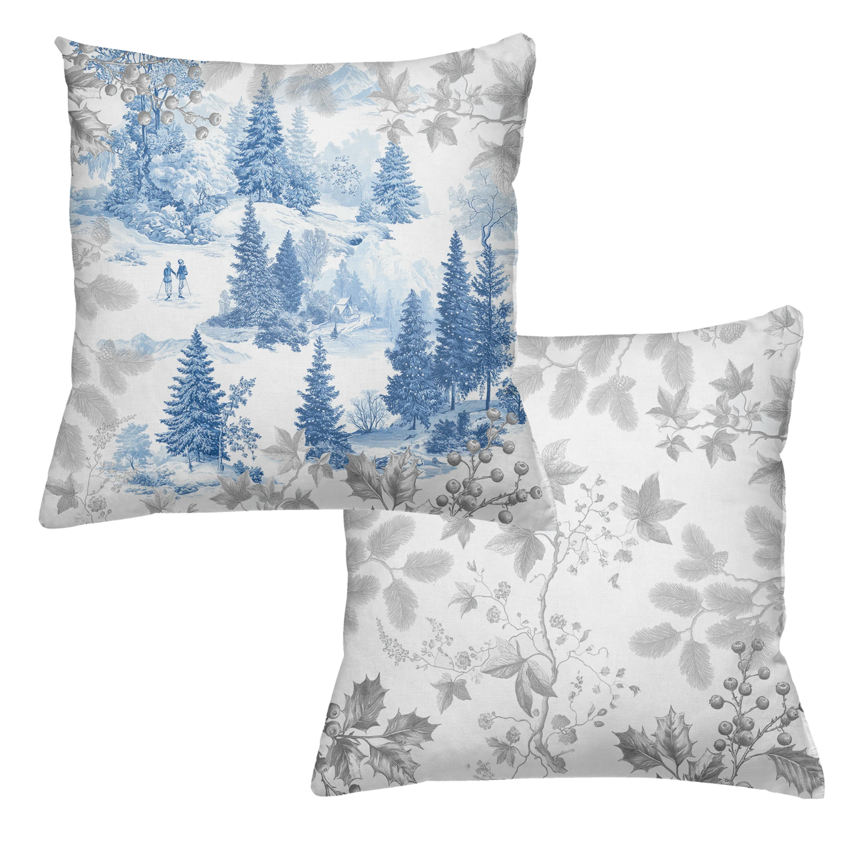 Toile De Jouy decorative velvet cushion with pastoral print, view 4