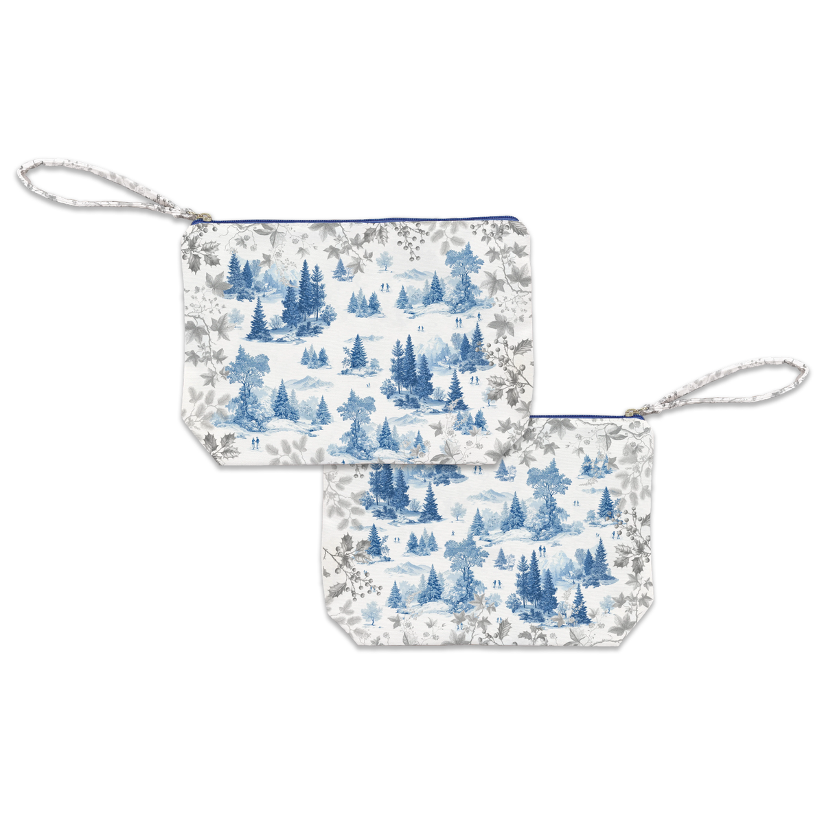 Toile De Jouy velvet pochette with pastoral print, view 4
