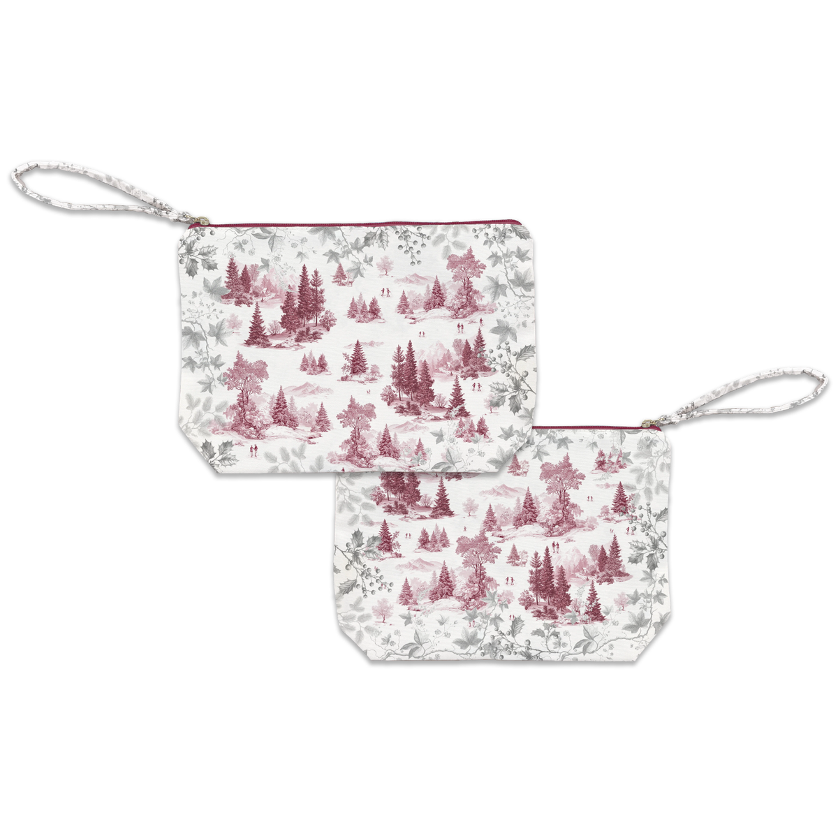 Toile De Jouy velvet pochette with pastoral print, Blue
