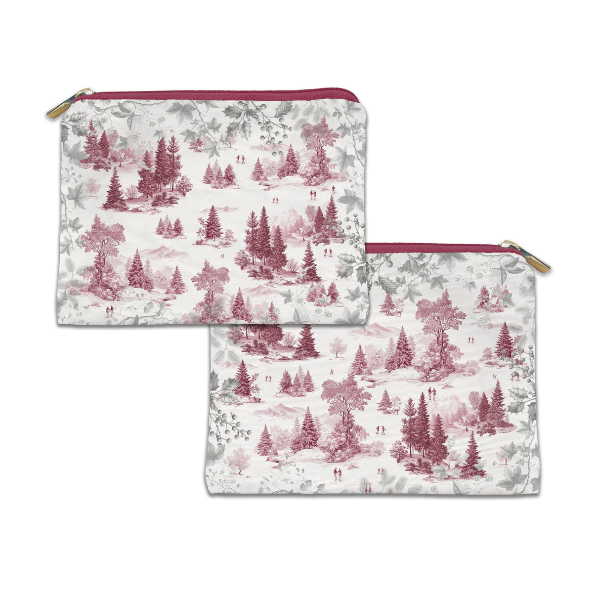 Toile De Jouy velvet trousse con pastoral print, azul