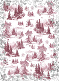 Toile De Jouy Premium Linen kitchen towel with pastoral print, Kitchen Towel Var. 2, Green